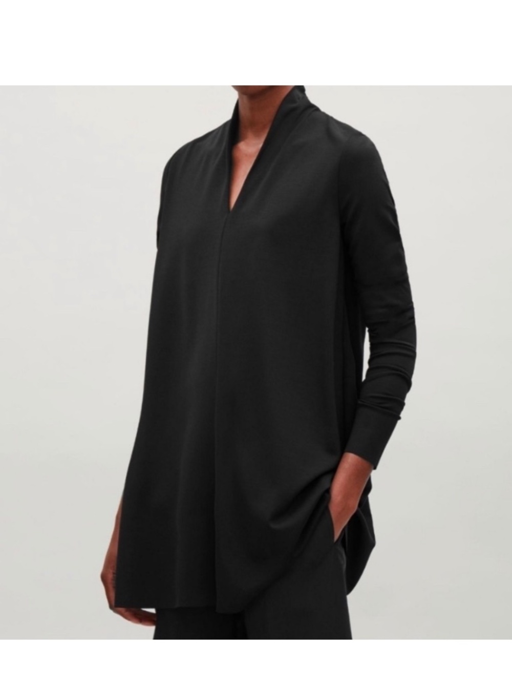 COS Dress A-Line Draped V neck Dress Tunic Jersey Top Women's size M